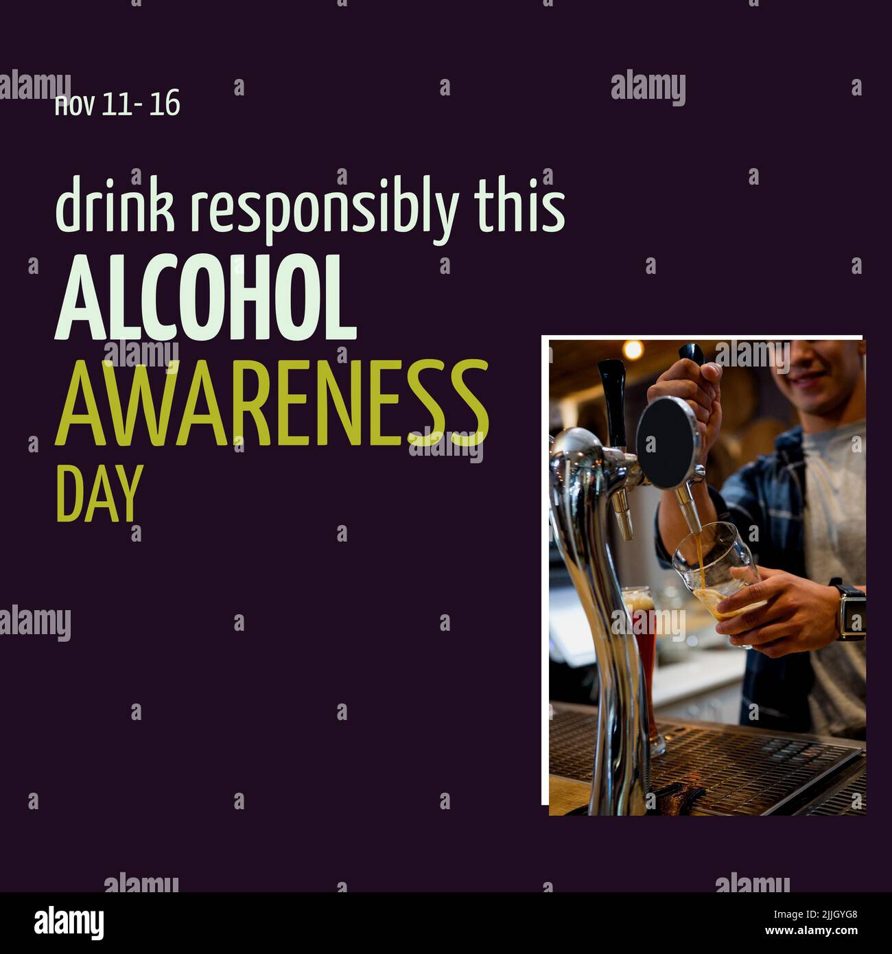 Composition of drink responsibly this alcohol awareness day text with