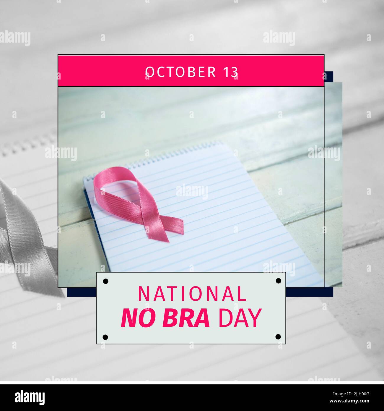 Image of no bra day over midsection of caucasian woman in sport bra Stock  Photo - Alamy