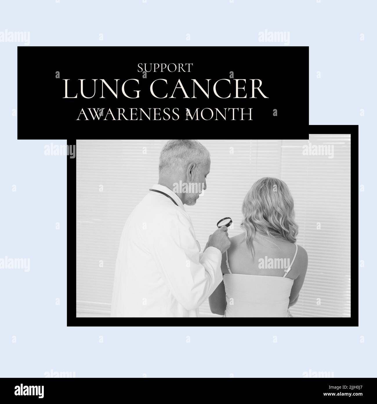 Image of lungs cancer awareness concept over photos with caucasian male
