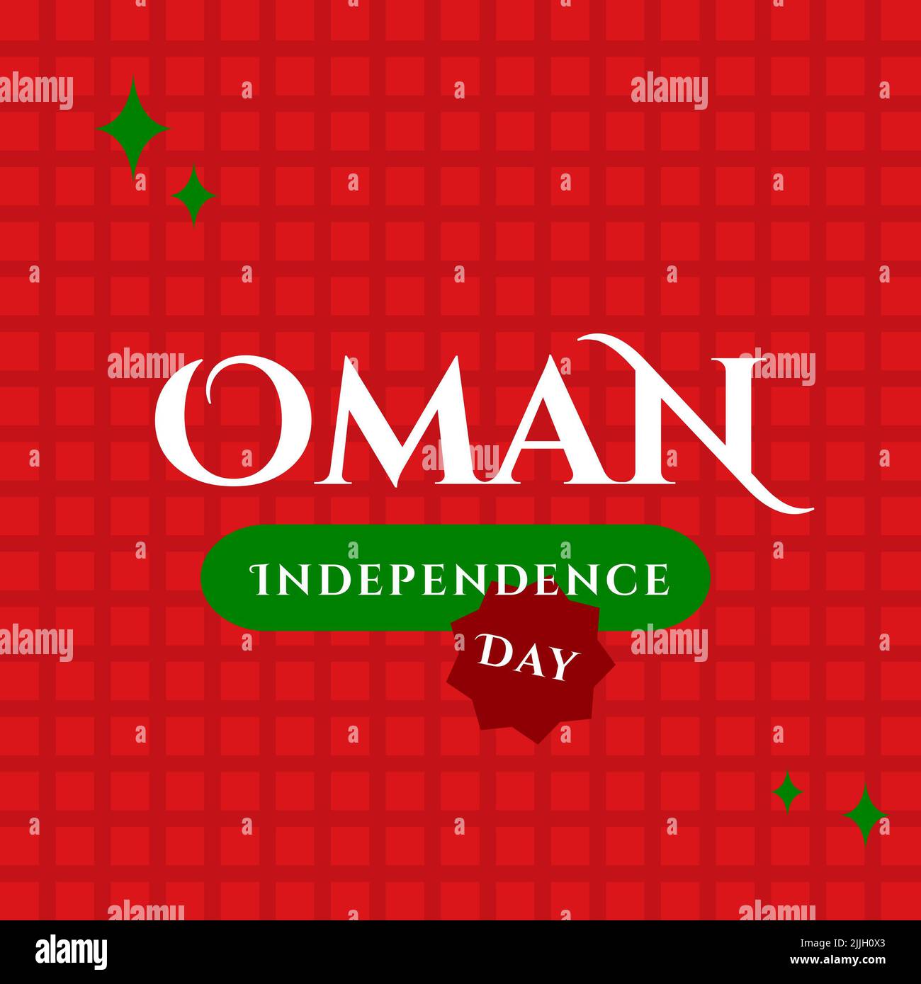 Composition of oman independence day text over red background Stock