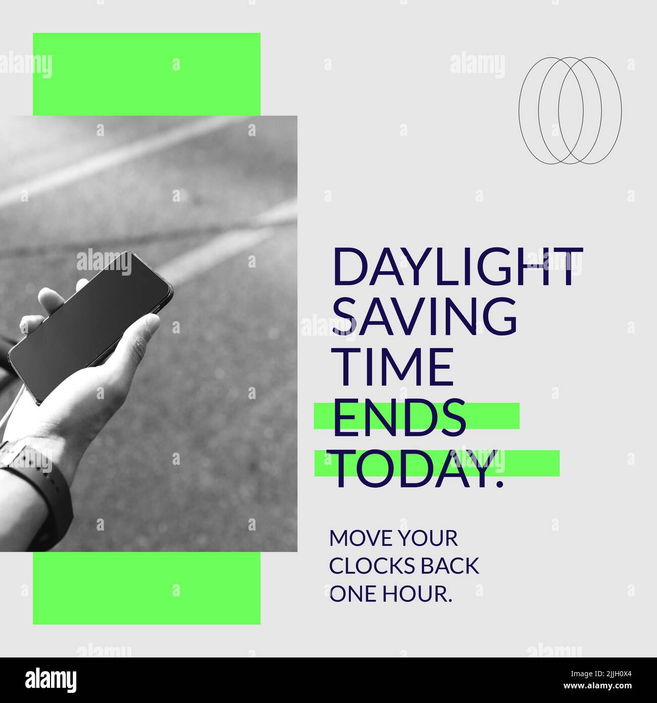 Composition of daylight saving time ends today text with hand holding