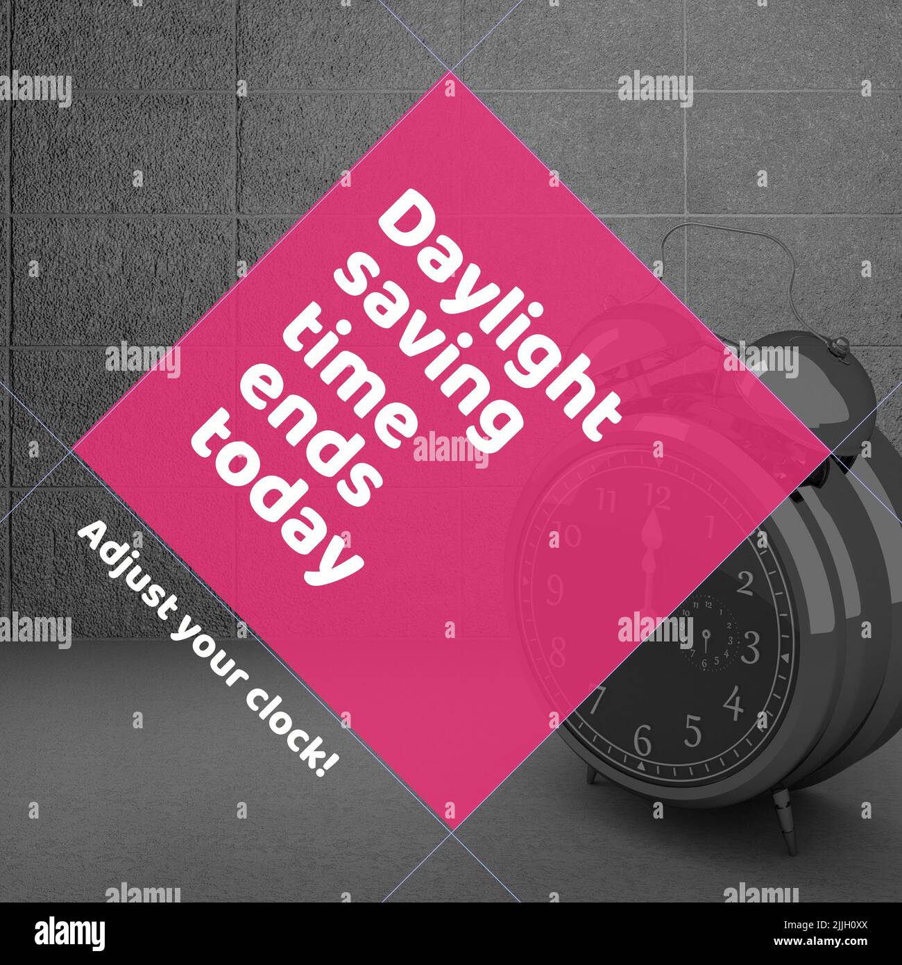 Composition of end of daylight saving time text over clock Stock Photo