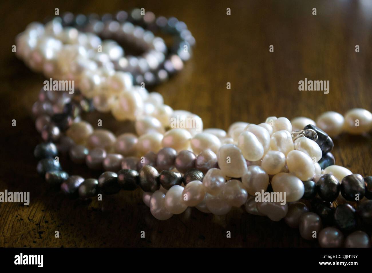 Cluster of colored pearl necklace Stock Photo