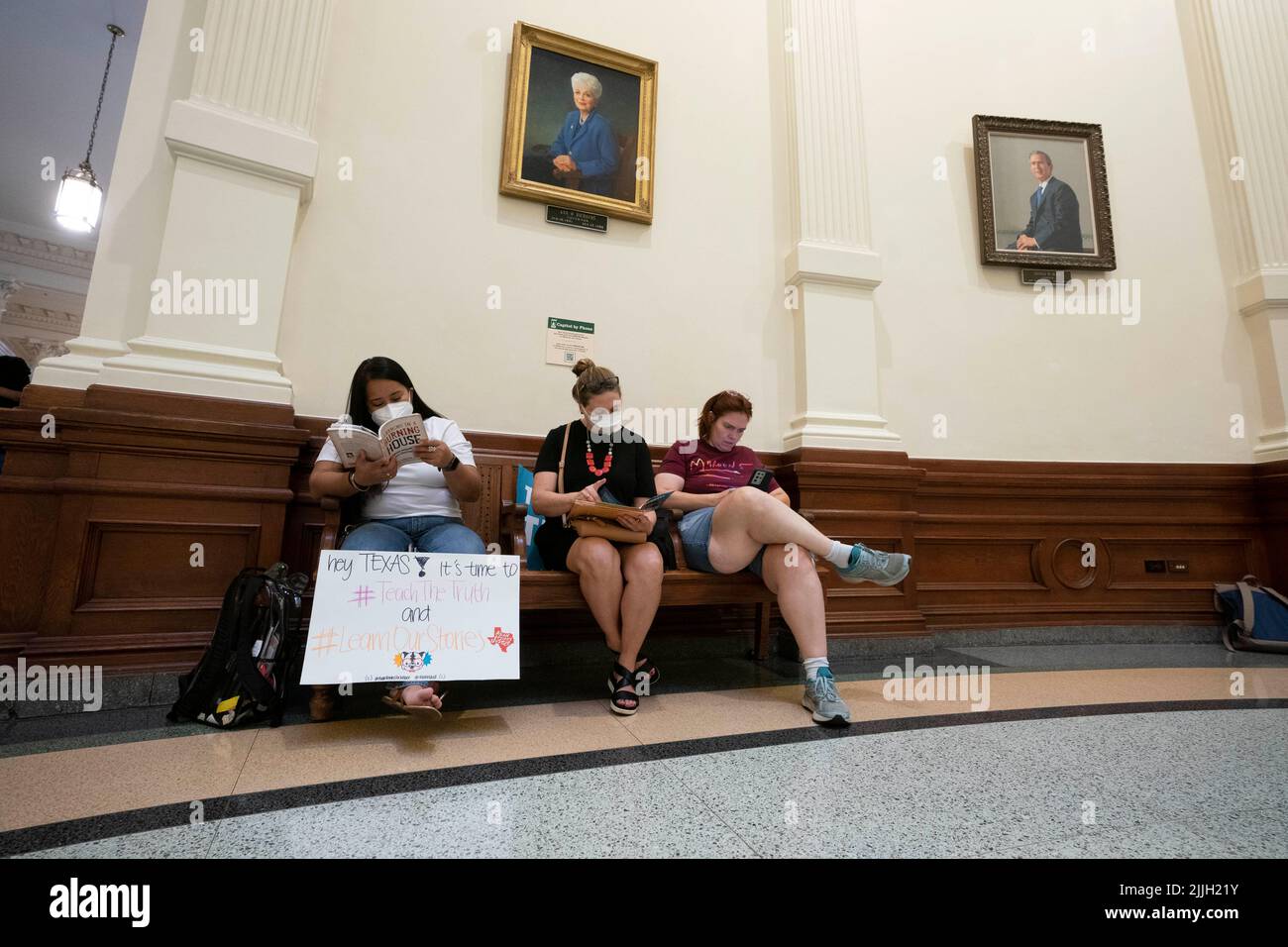 Austin Texas USA, July 26 2022 Activists protesting book censorship in