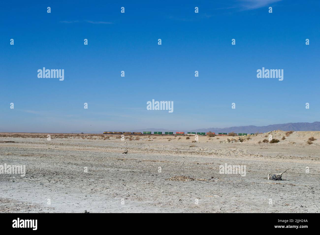 Train going through Palm Desert Stock Photo