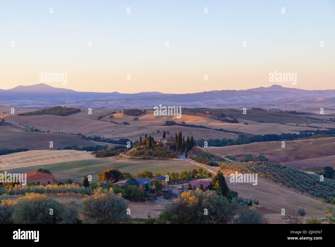 Iconic landscape of Val d'Orcia, Tuscany Stock Photo