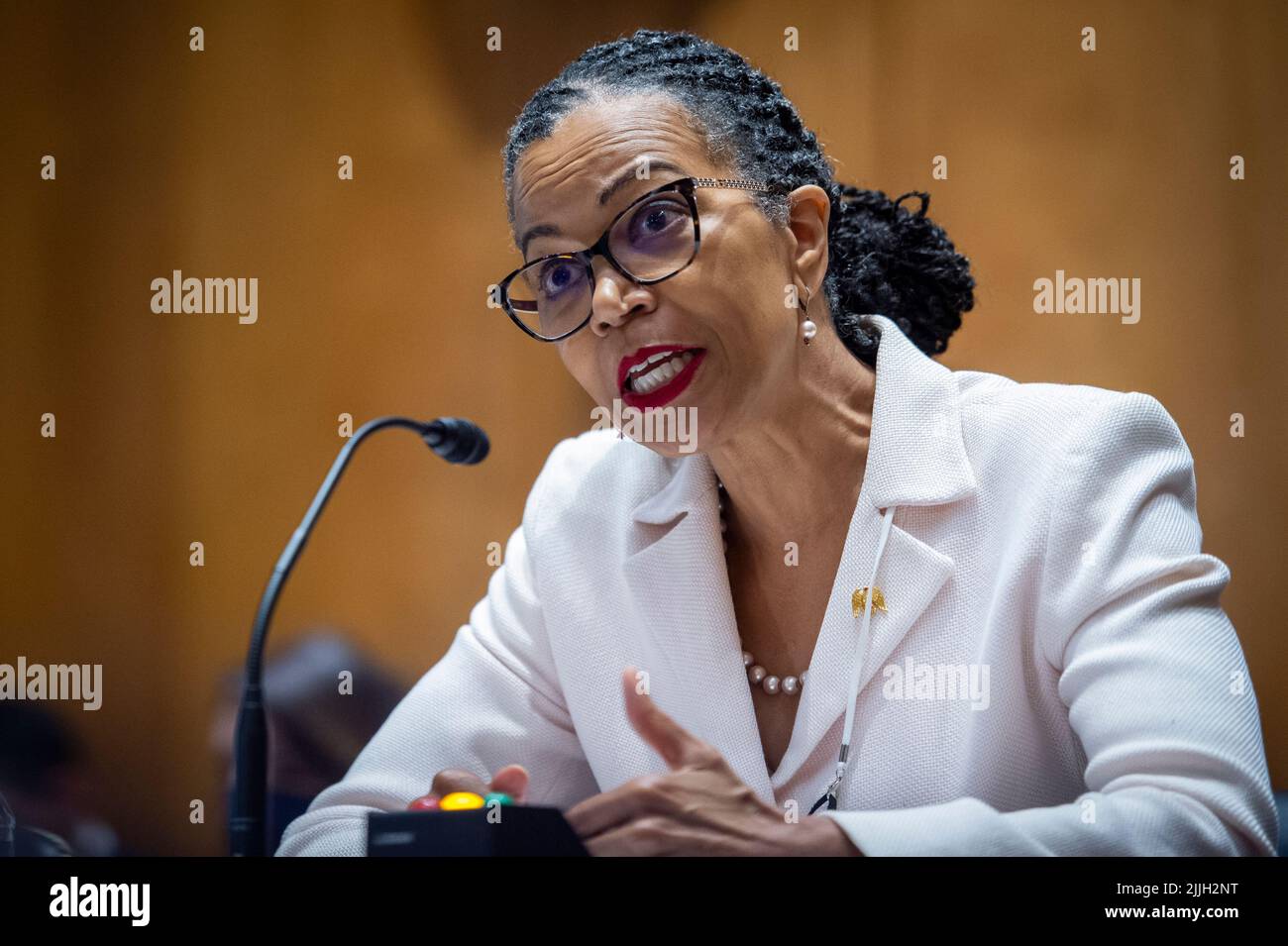 Washington, United States Of America. 26th July, 2022. Gina K. Abercrombie-Winstanley, Chief Diversity and Inclusion Officer, U.S. Department of State, appears before a Senate Committee on Foreign Relations hearing to examine diversity, equity, inclusion, and accessibility in U.S. diplomacy and development, in the Dirksen Senate Office Building in Washington, DC, Tuesday, July 26, 2022. Credit: Rod Lamkey/CNP/Sipa USA Credit: Sipa USA/Alamy Live News Stock Photo