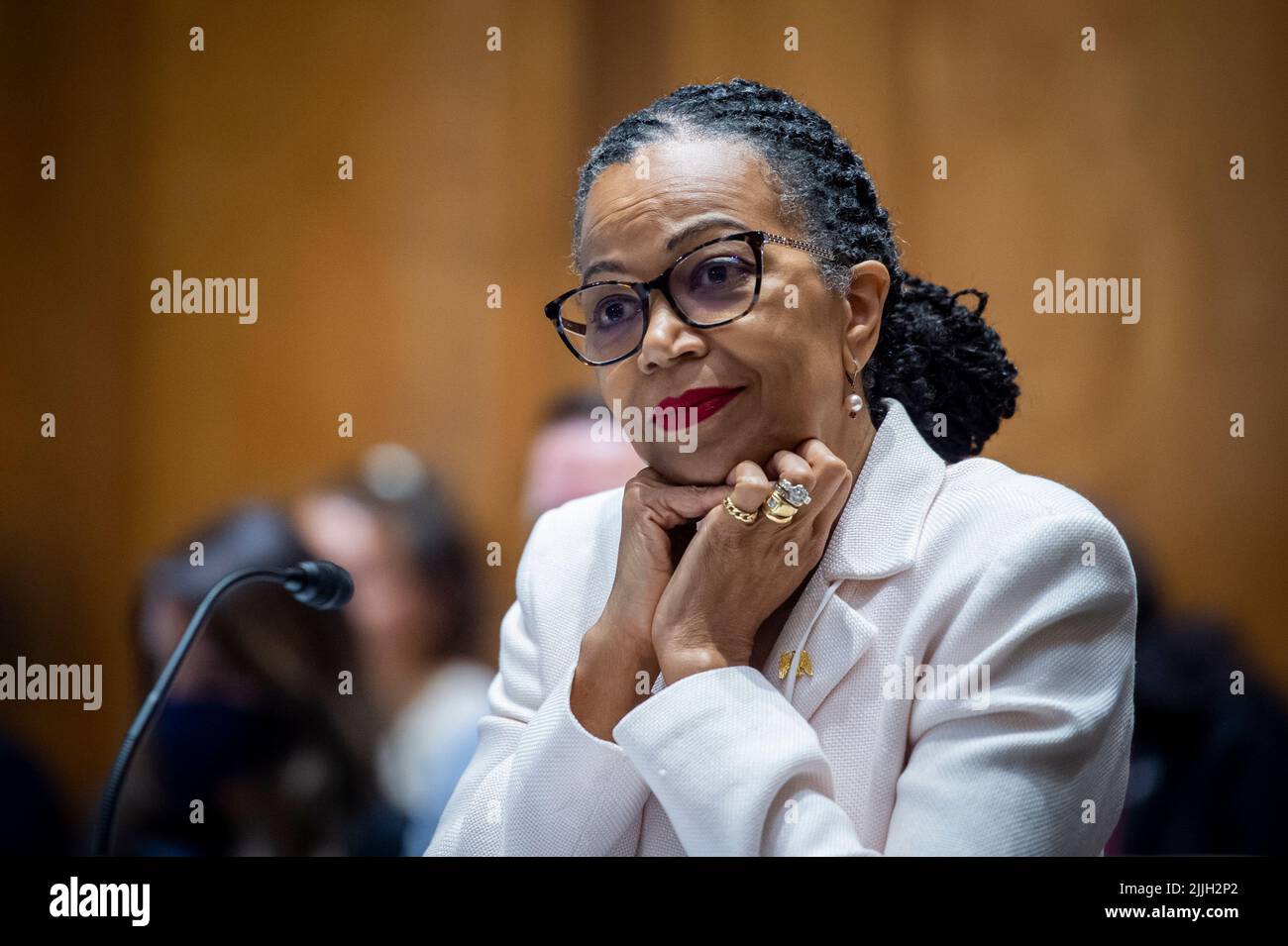 Washington, United States Of America. 26th July, 2022. Gina K. Abercrombie-Winstanley, Chief Diversity and Inclusion Officer, U.S. Department of State, appears before a Senate Committee on Foreign Relations hearing to examine diversity, equity, inclusion, and accessibility in U.S. diplomacy and development, in the Dirksen Senate Office Building in Washington, DC, Tuesday, July 26, 2022. Credit: Rod Lamkey/CNP/Sipa USA Credit: Sipa USA/Alamy Live News Stock Photo