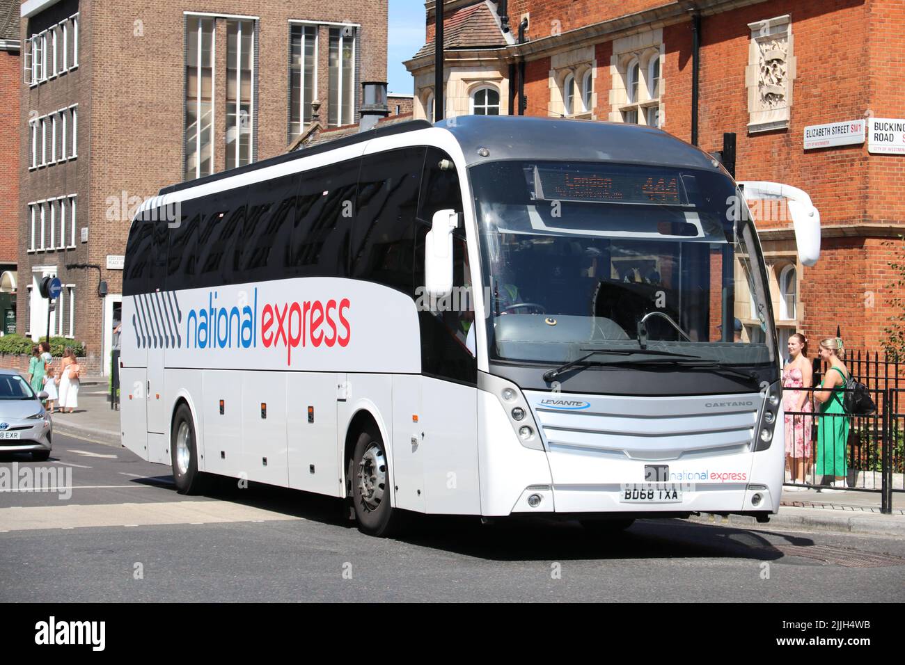 NATIONAL EXPRESS COACH IN LONDON Stock Photo