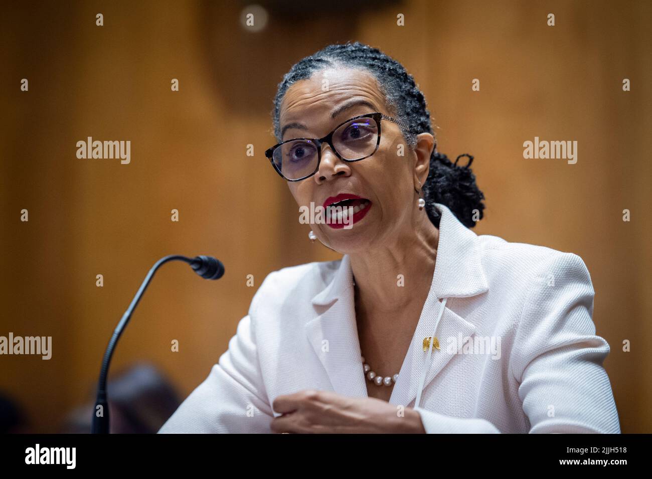 Gina K. Abercrombie-Winstanley, Chief Diversity and Inclusion Officer, U.S. Department of State, appears before a Senate Committee on Foreign Relations hearing to examine diversity, equity, inclusion, and accessibility in U.S. diplomacy and development, in the Dirksen Senate Office Building in Washington, DC, Tuesday, July 26, 2022. Credit: Rod Lamkey/CNP /MediaPunch Stock Photo