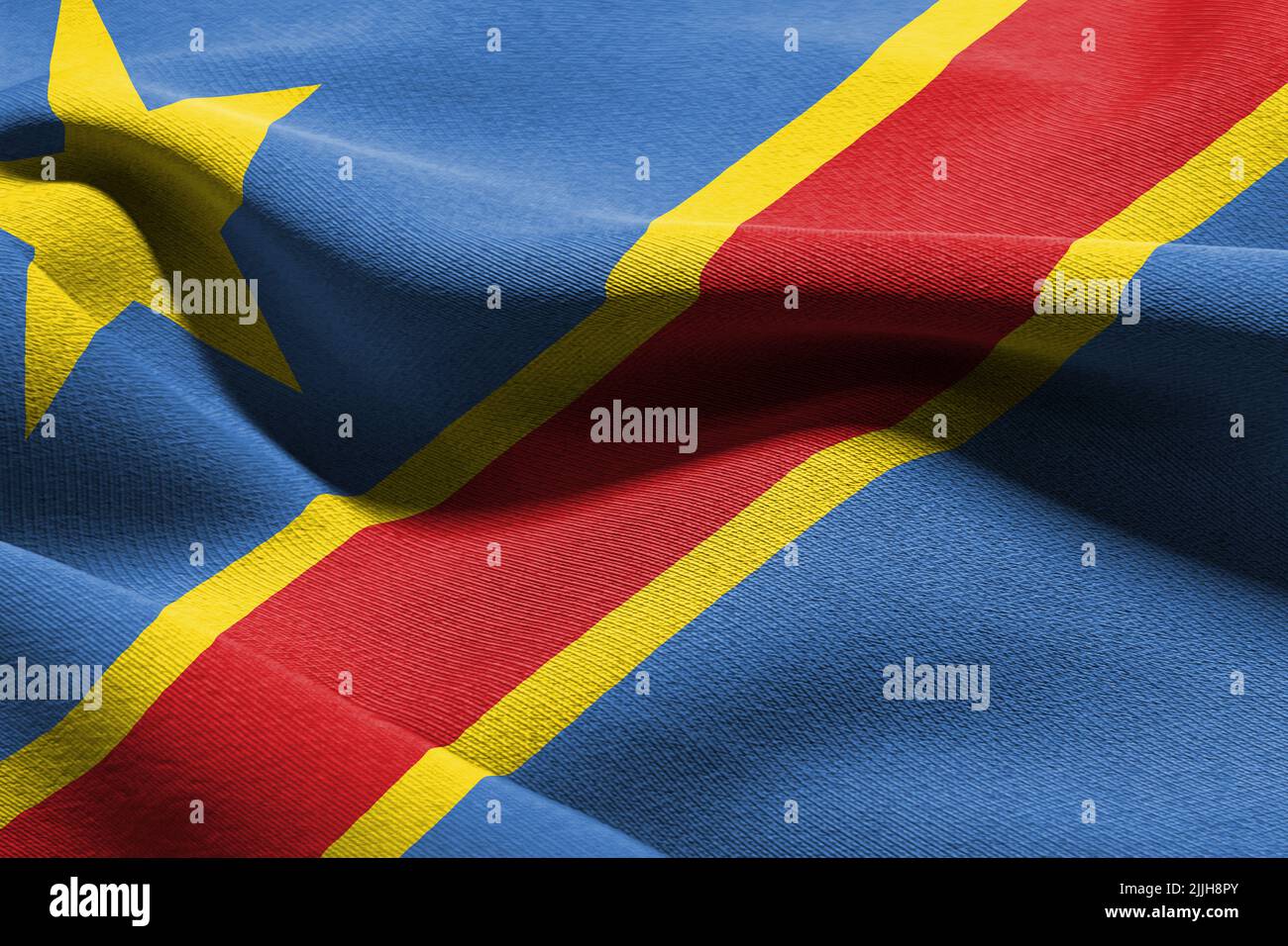 3D illustration closeup flag of Democratic Republic of the Congo ...