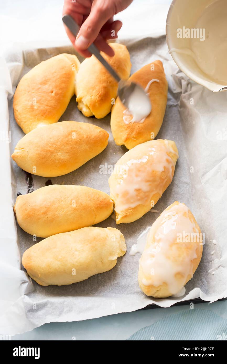 Jagodzianki - polish yeast dough danish with blueberries Stock Photo