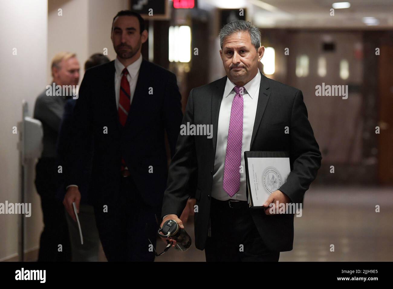 July 26, 2022, Washington, Distric of Columbia, USA: US Federal Bureau of Prisons MICHAEL CARVAJAL arrives to testify before Senate Homeland Security and Governmental Affair Committee about Corruption, Abuse and Misconduct at US Penitentiary Atlanta during an investigation hearings today on July 26, 2022 at Dirksen Senate/Capitol Hill in Washington DC, USA. (Credit Image: © Lenin Nolly/ZUMA Press Wire) Stock Photo
