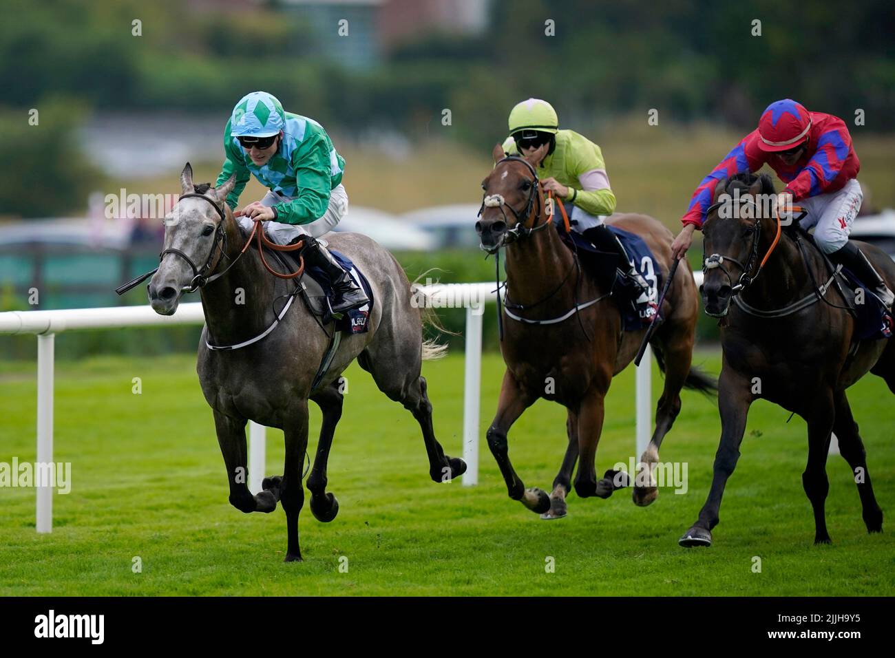Clear Quartz, ridden by Gavin Ryan wins Caulfield Industrial Handicap during day two of the Galway Races Summer Festival 2022 at Galway Racecourse in County Galway, Ireland. Picture date: Tuesday July 26, 2022. Stock Photo