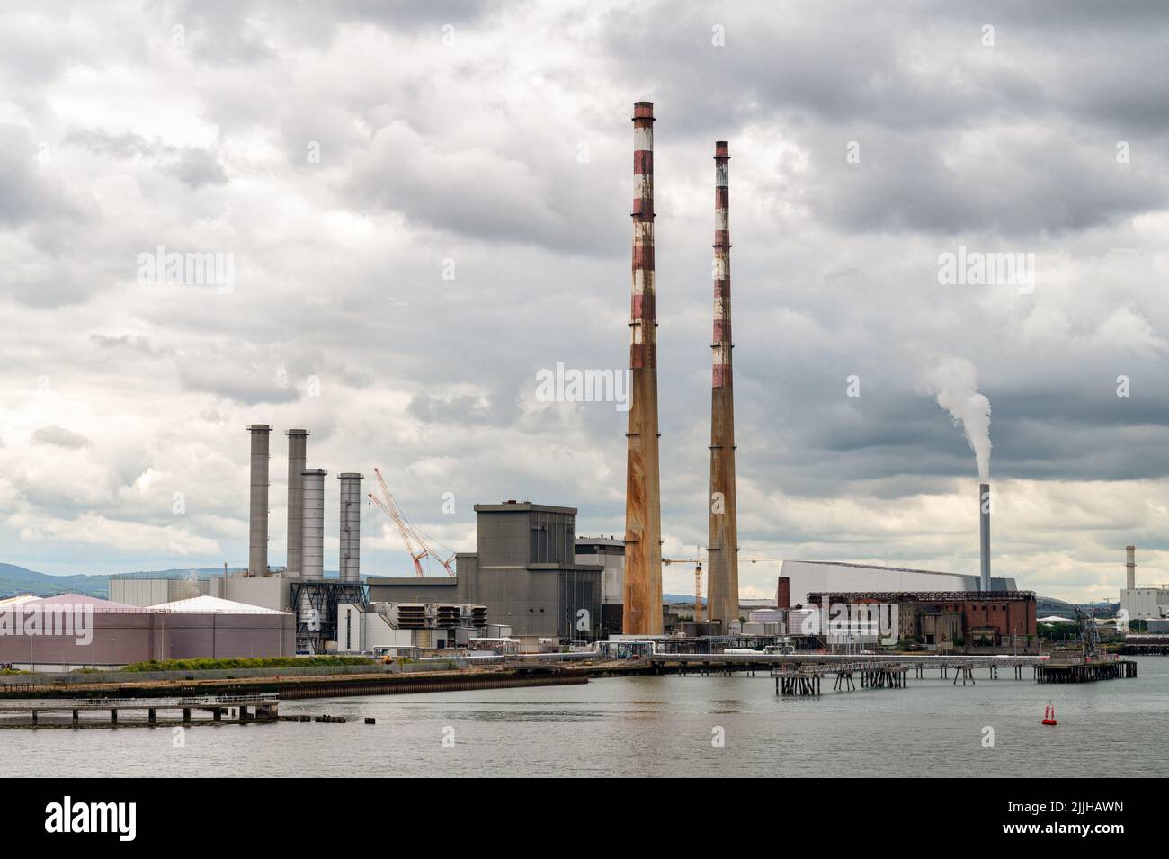 Dublin, Ireland- July 7, 2022: Poolbeg Powerstation in Dublin Ireland Stock Photo