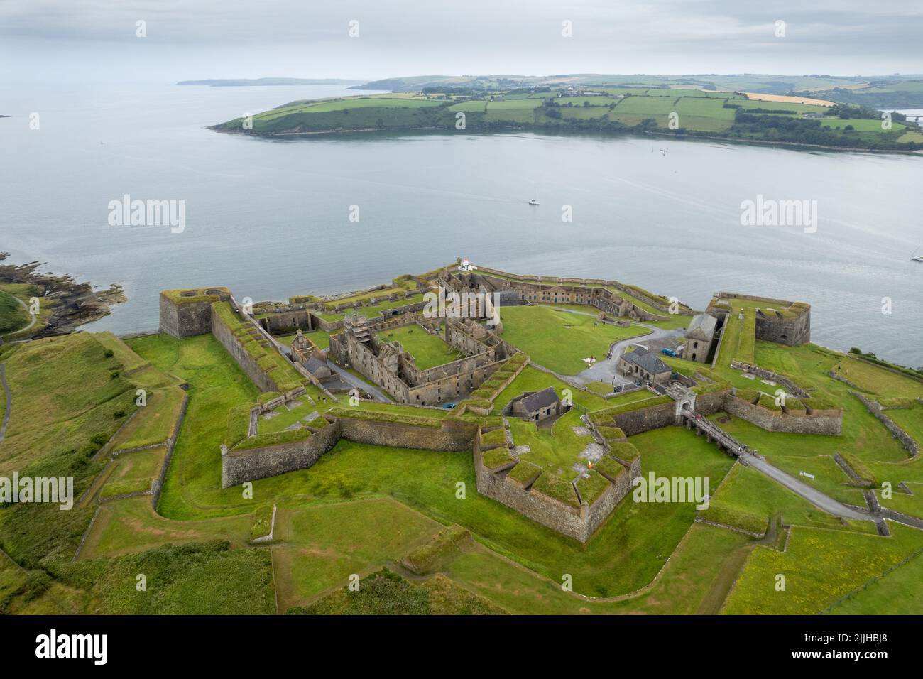 Drone aerial landscape of Charles fort in Kinsale Cork county Ireland. Irish castles Stock Photo