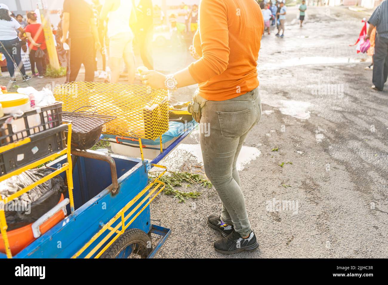 Street food vendor during a festival in Managua, Nicaragua Stock Photo