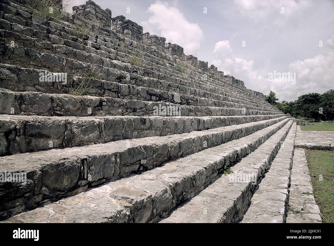 Structure 44 at Central Plaza in Dzibilchaltun Mayan ruins, north of Merida, Yucatan, Mexico. Stock Photo