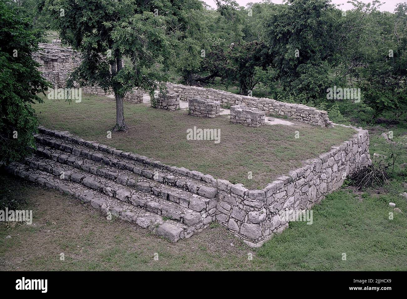 Structure 42 in Dzibilchaltun Mayan ruins, north of Merida, Yucatan, Mexico. Stock Photo