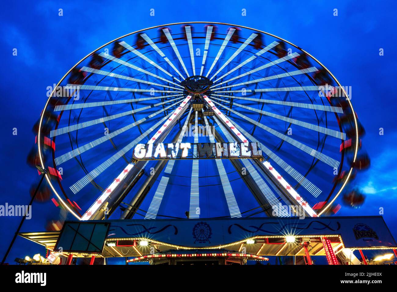 A beautiful view of the Ferris wheel in the Hoppings on the Town Moor Stock Photo