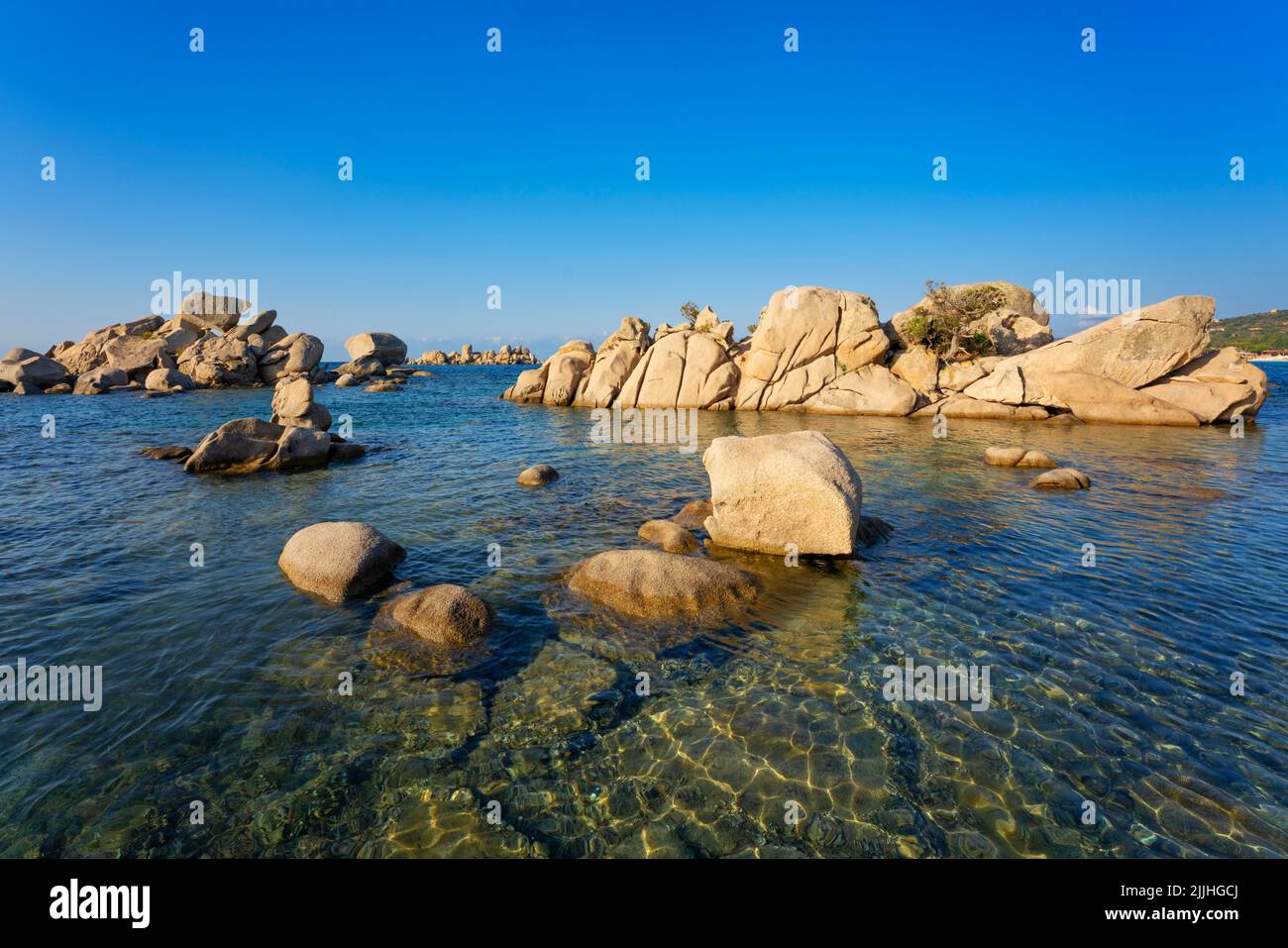 View of rocks at Palombaggia beach, Porto Vecchio, Corsica Stock Photo