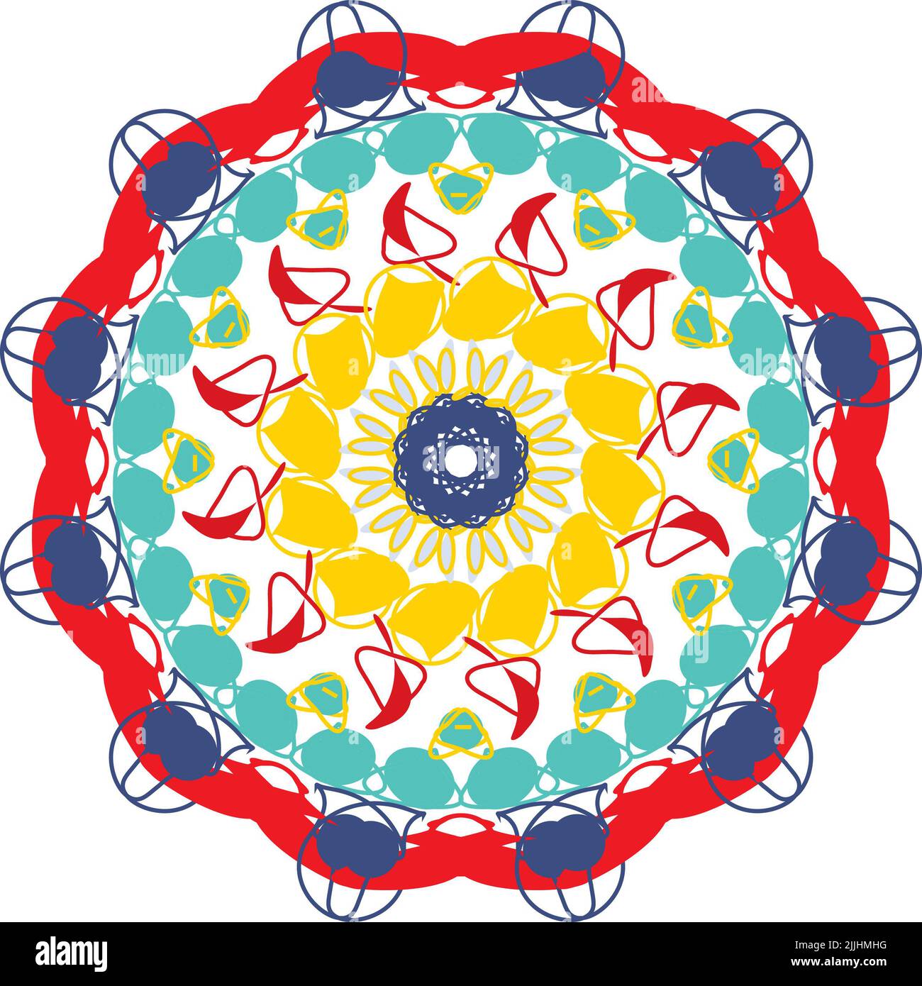 Colorful mandala circle pattern on white background. Digitally ...