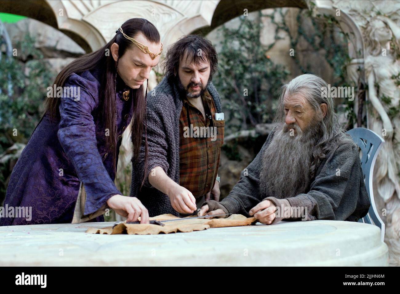 HUGO WEAVING, PETER JACKSON, IAN MCKELLEN, THE HOBBIT: AN UNEXPECTED JOURNEY, 2012 Stock Photo