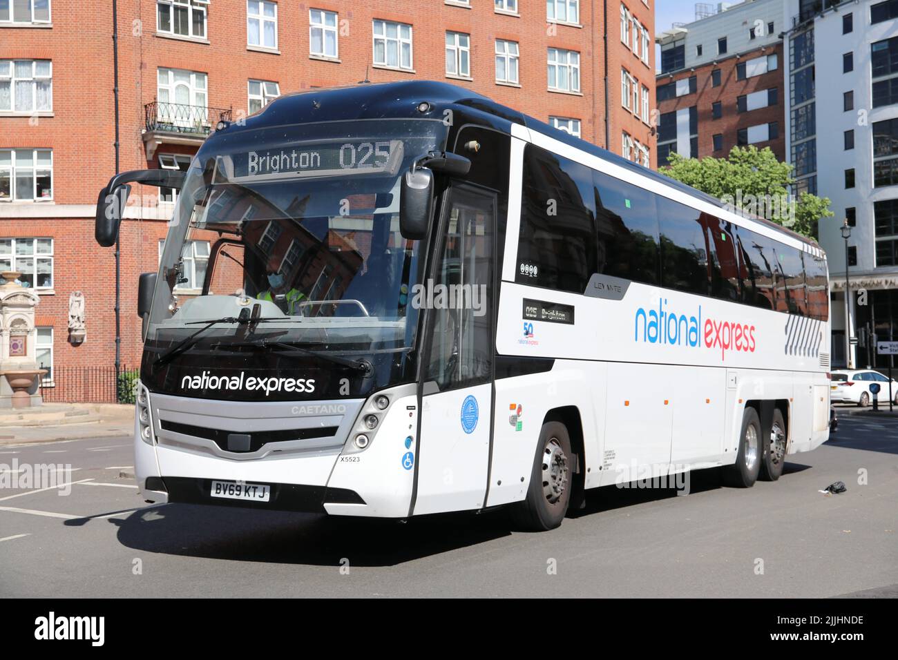 NATIONAL EXPRESS COACH IN LONDON Stock Photo