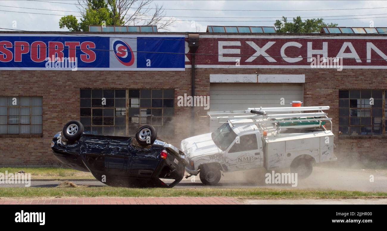 CAR CRASH SCENE, UNIVERSAL SOLDIER DAY OF RECKONING, 2012 Stock Photo