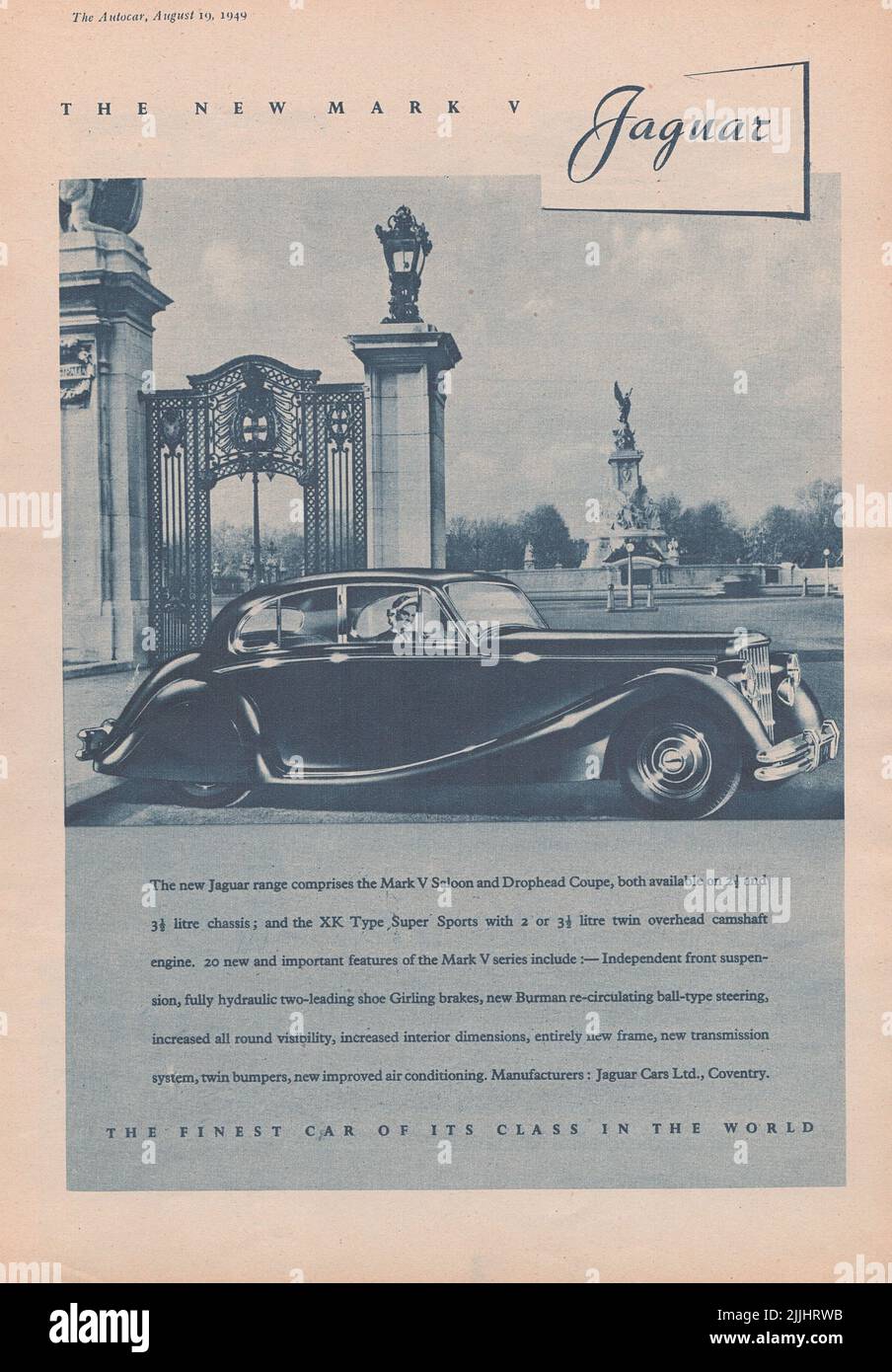 old vintage advertisement from a UK car magazine Stock Photo