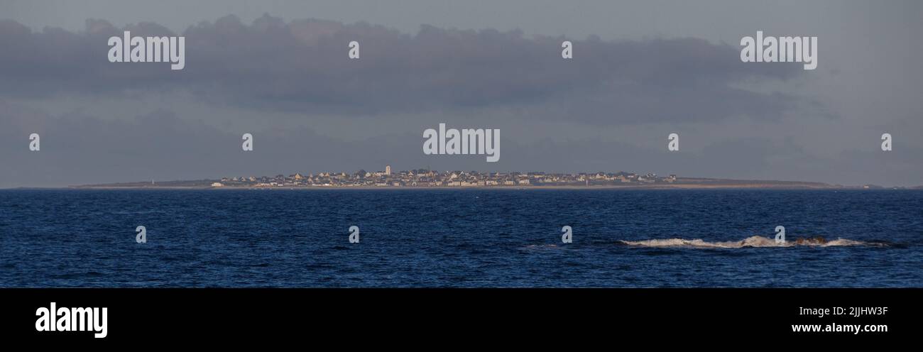 A panoramic view of the blue sea under cloudy sky Stock Photo - Alamy