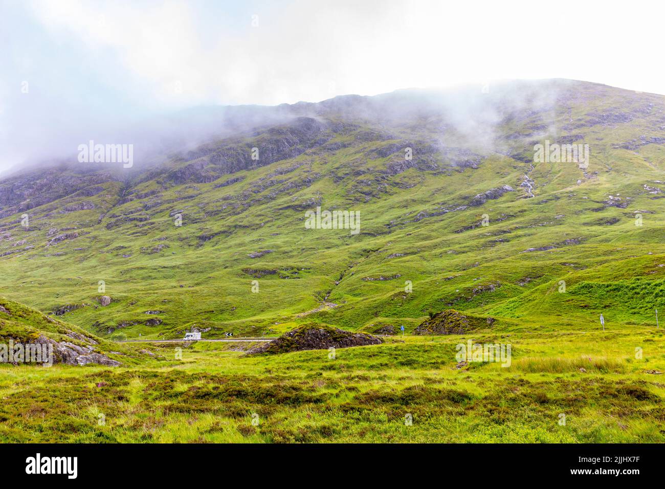 Glencoe landscape, summer 2022, Scottish highlands landscape in a misty foggy environment,Scotland,UK,Europe Stock Photo