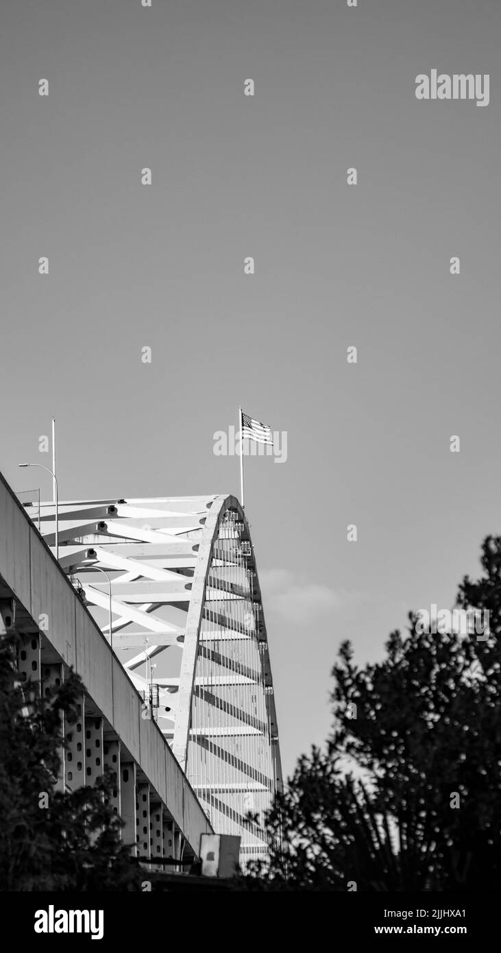 A monochrome shot of the Fremont Bridge Stock Photo
