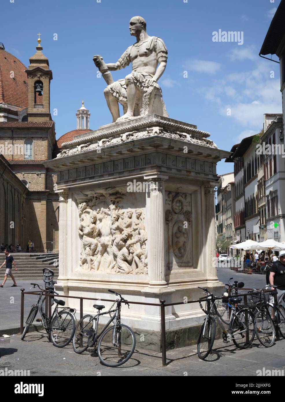 Statue of Giovanni delle Bande Nere (Lodovico de' Medici) by Baccio Bandinelli in the Piazza San Lorenzo Florence Italy Stock Photo