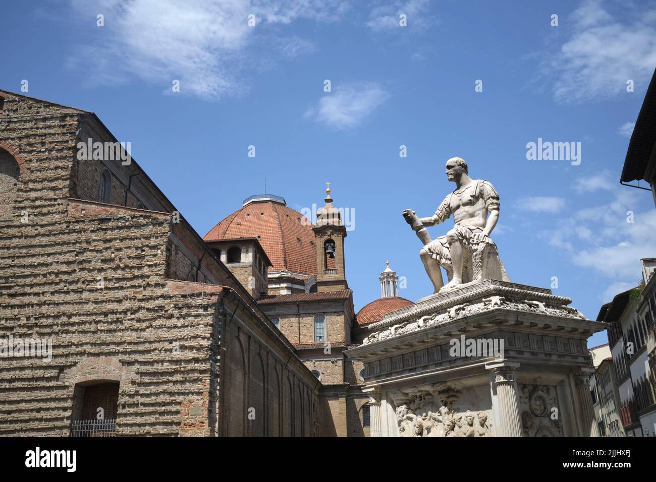 Statue of Giovanni delle Bande Nere (Lodovico de' Medici) by Baccio Bandinelli in the Piazza San Lorenzo Florence Italy Stock Photo