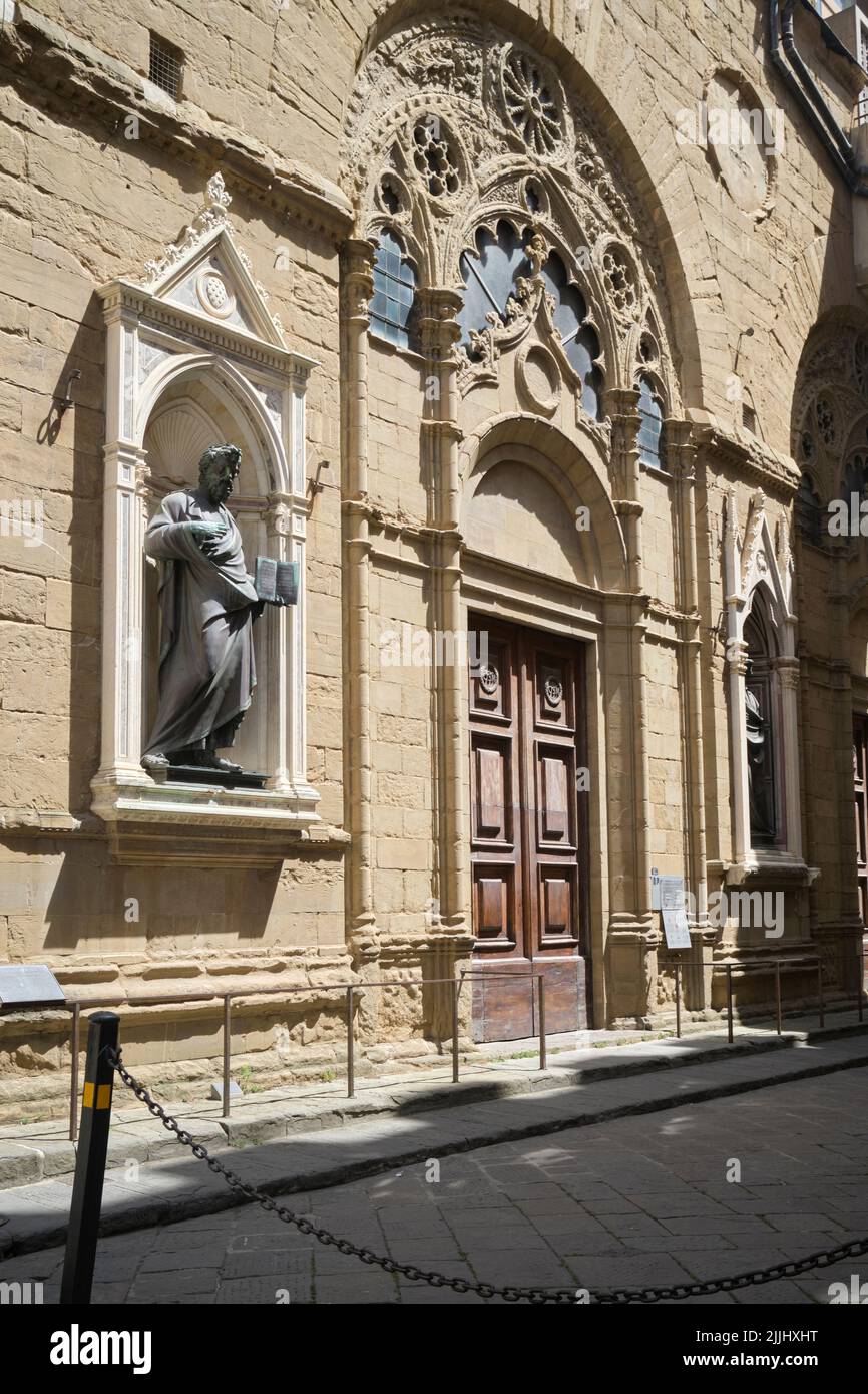 Statue of St Matthew on the exterior of Orsanmichele Church and Museum in Florence Italy Stock Photo