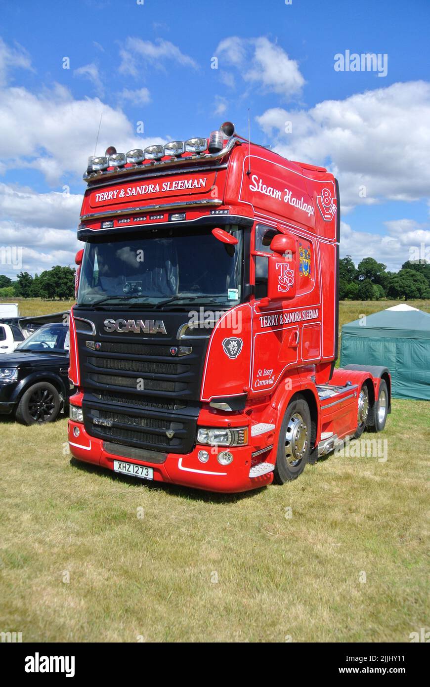 A 2016 Scania R730 lorry cab parked on display at the 47th Historic