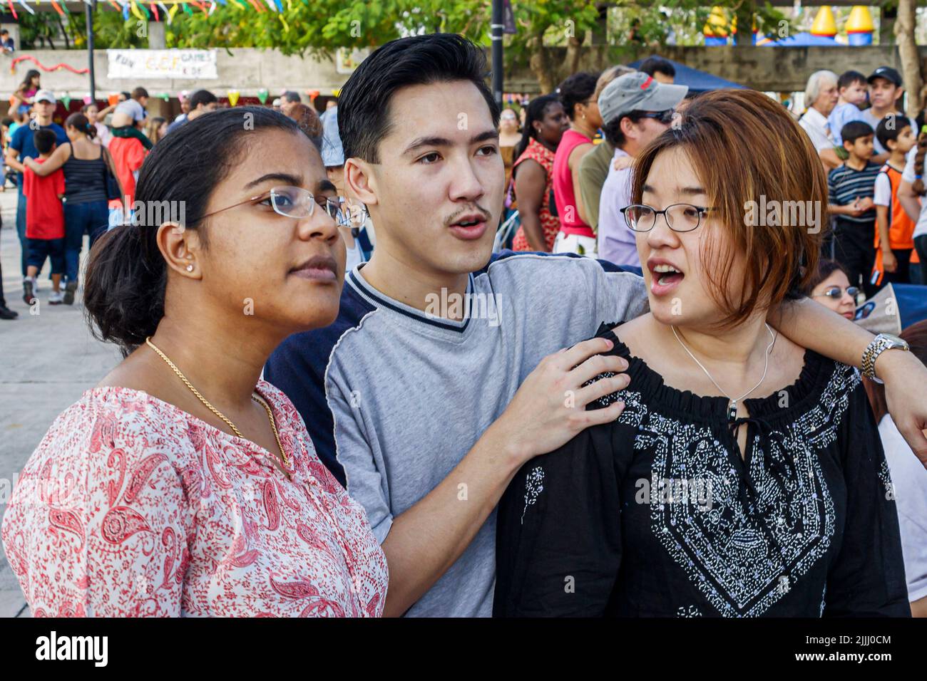 Florida Kendall,Miami Dade College,school,campus,Chinese New Year Festival festivals Asian Asians,women woman female man male friends Stock Photo
