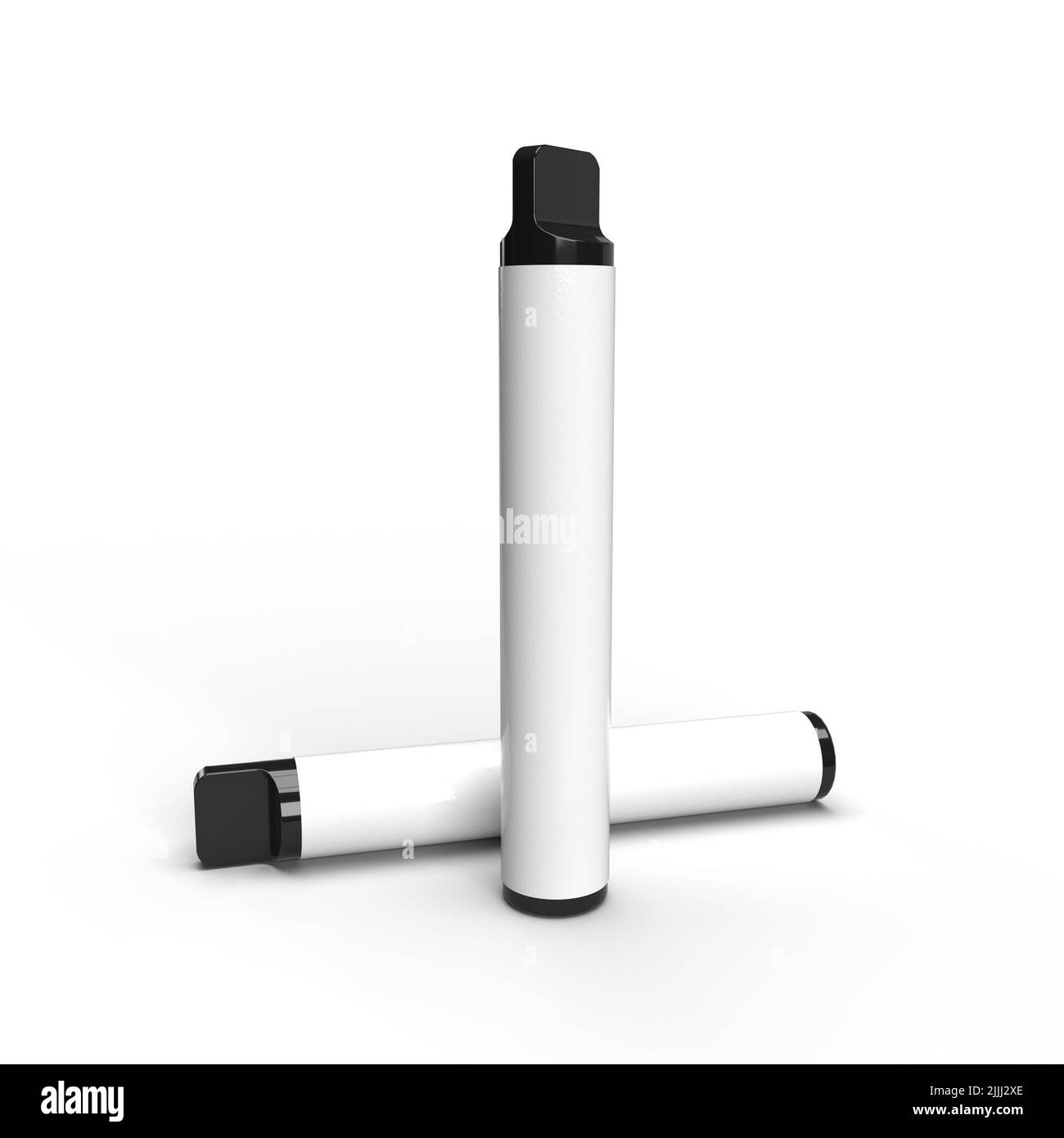 Disposable Vape Pen with text space, isolated on a white background with a black tip. 3d render illustration. Stock Photo