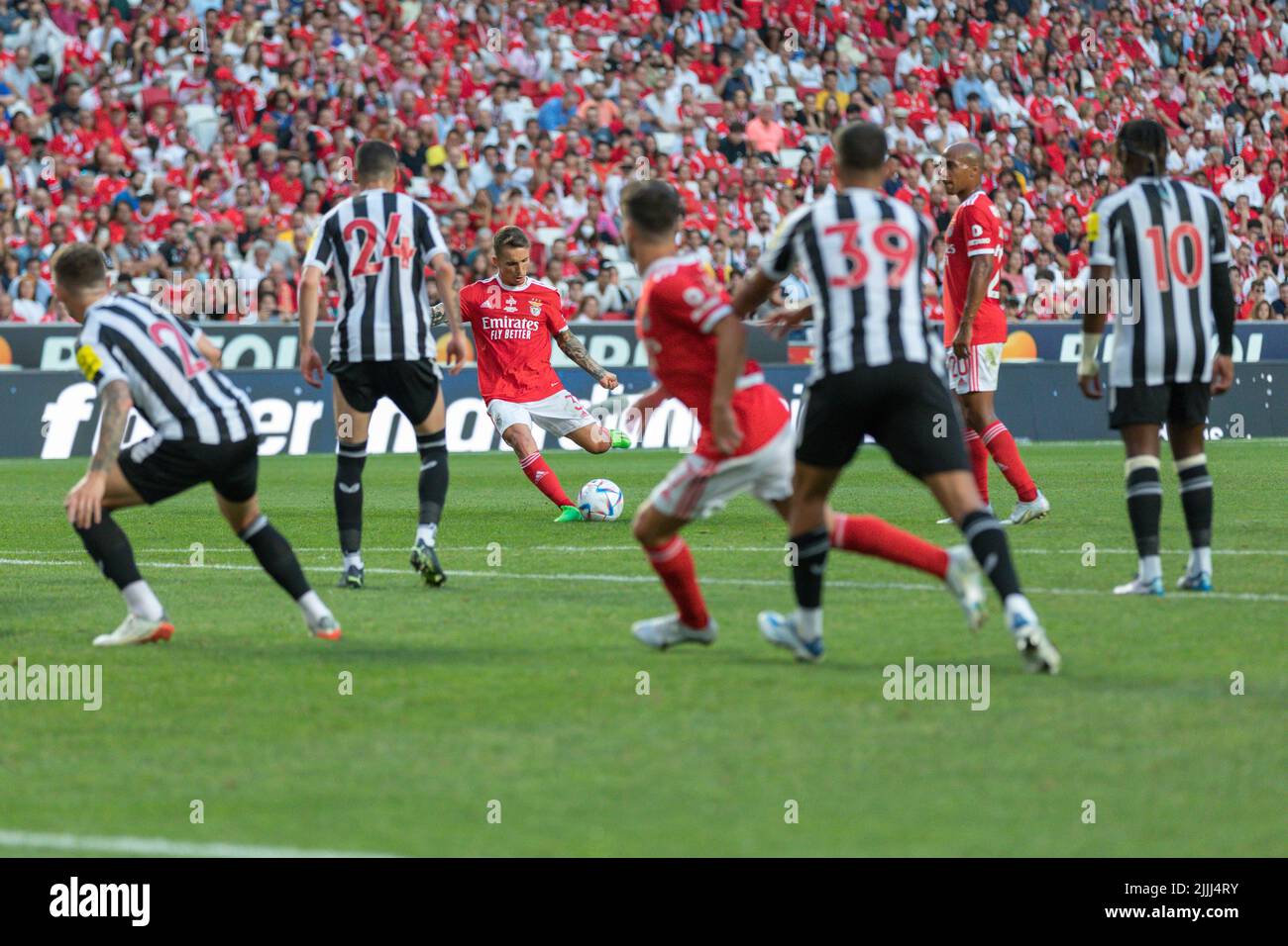 Lisbon, Portugal. July 26, 2022.  Benfica's defender from Spain Alex Grimaldo (3) in action during the friendly game between SL Benfica vs Newcastle United FC Credit: Alexandre de Sousa/Alamy Live News Stock Photo