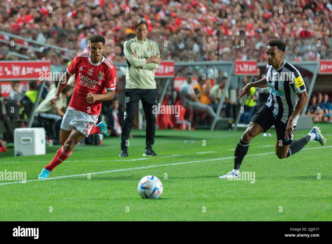Lisbon, Portugal. July 26, 2022.  Benfica's defender from Denmark Alexander Bah (6) in action during the friendly game between SL Benfica vs Newcastle United FC Credit: Alexandre de Sousa/Alamy Live News Stock Photo