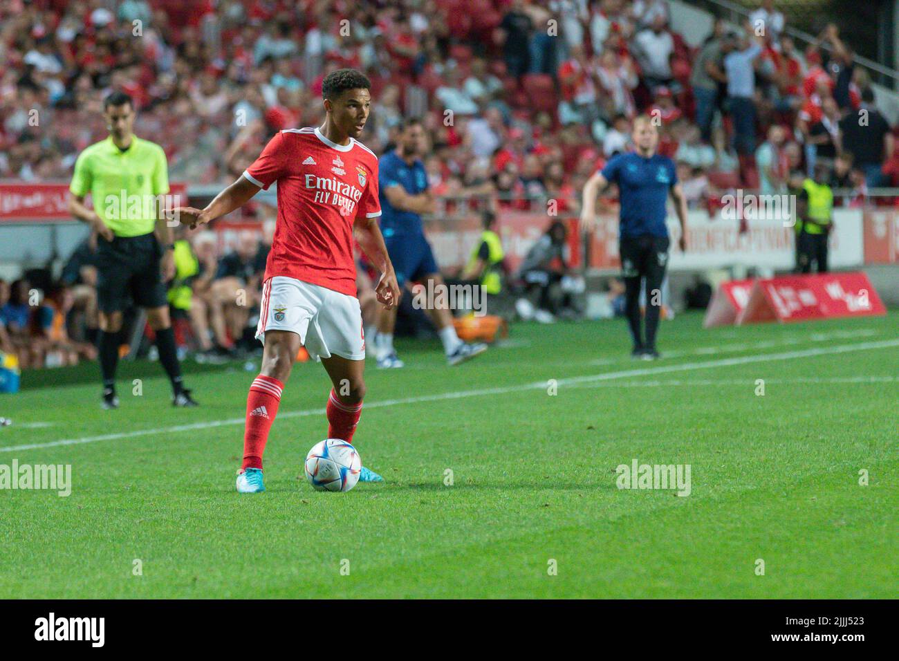 Lisbon, Portugal. July 26, 2022.  Benfica's defender from Denmark Alexander Bah (6) in action during the friendly game between SL Benfica vs Newcastle United FC Credit: Alexandre de Sousa/Alamy Live News Stock Photo