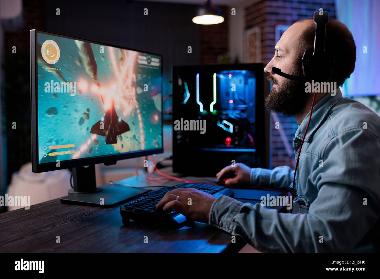 Modern player live streaming video games play on computer, having fun with  rpg tournament. Young adult playing online action shooting game with  multiple players on pc, shooter challenge Stock Photo - Alamy