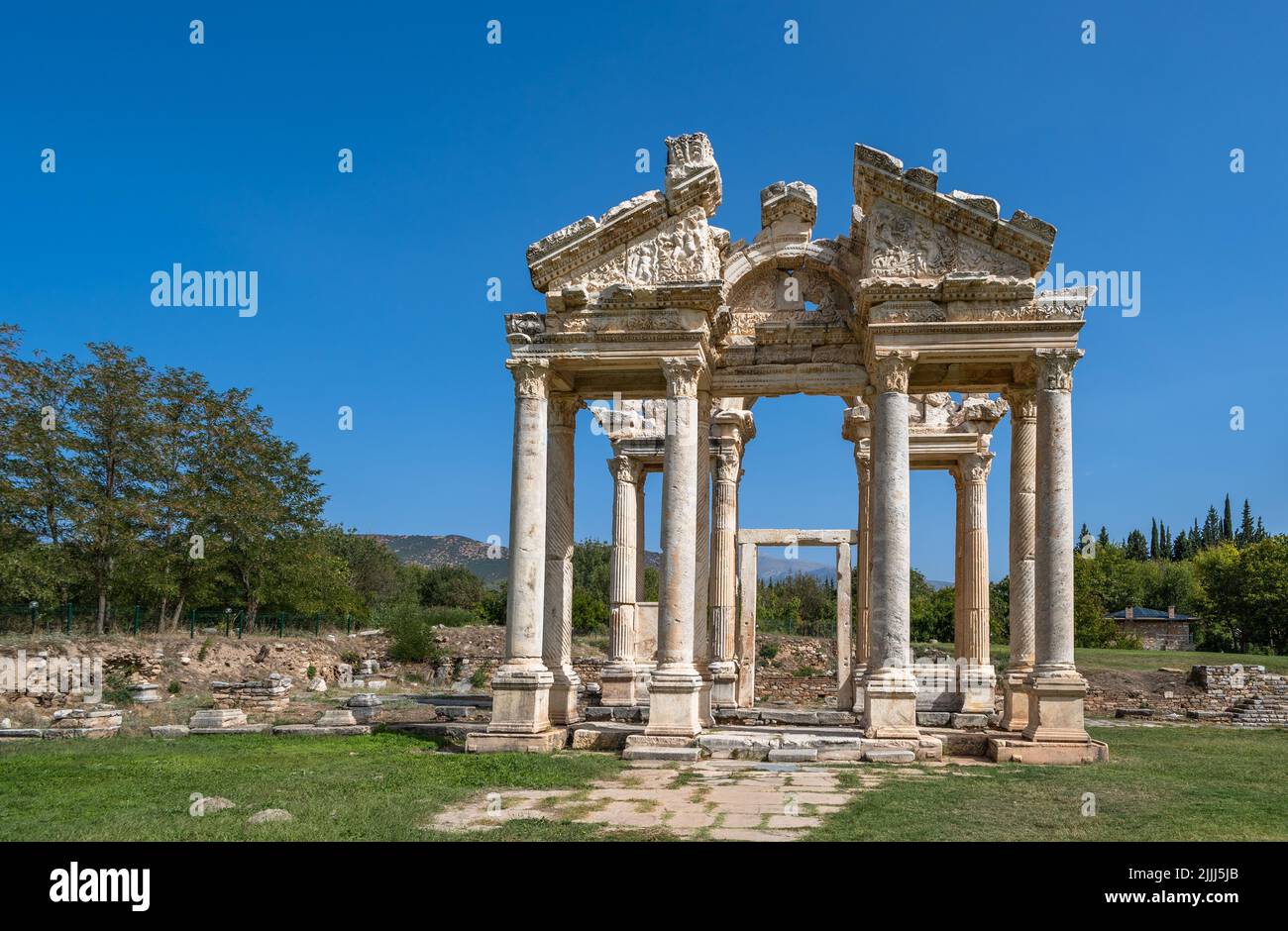 Tetrapylon Gate in Aphrodisias ancient city, Aydin, Turkey. Stock Photo