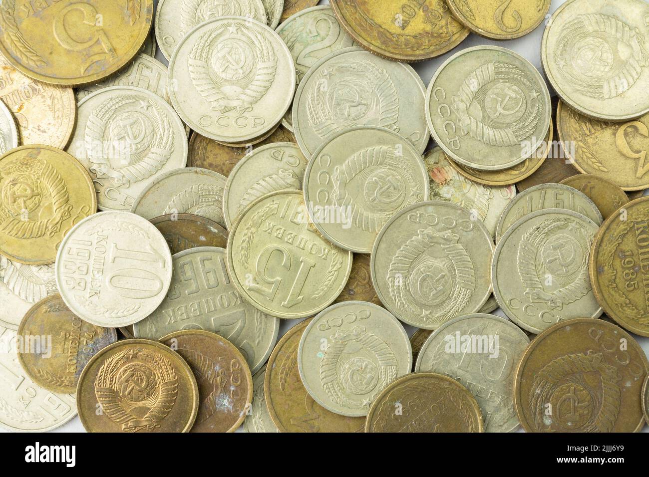 Soviet CCCP era kopek coins Stock Photo
