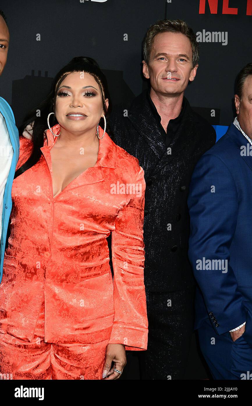 Tisha Campbell and Neil Patrick Harris attend the New York Premiere of Netflix's 'Uncoupled' on July 26, 2022 at The Paris Theater in New York, New York, USA. Robin Platzer/ Twin Images/ Credit: Sipa USA/Alamy Live News Stock Photo