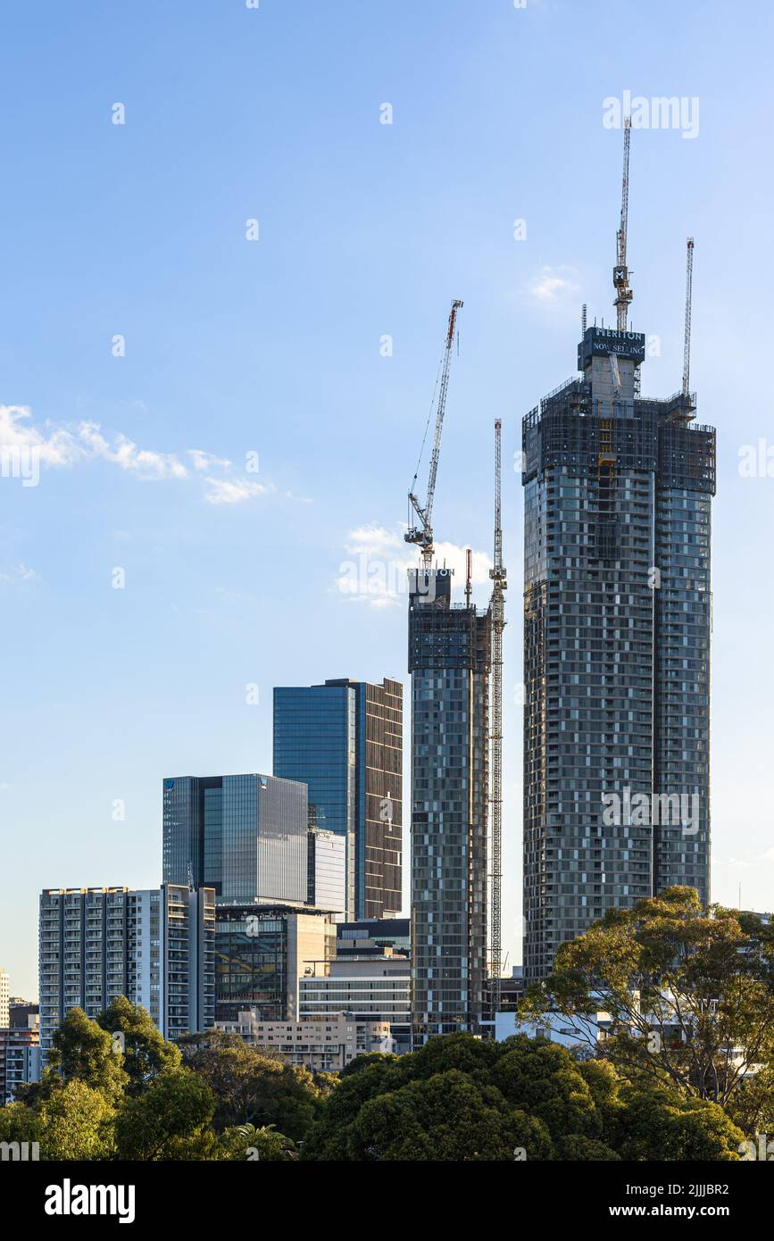 The Parramatta skyline, featuring the under-construction 180 George Street complex by Meriton Stock Photo