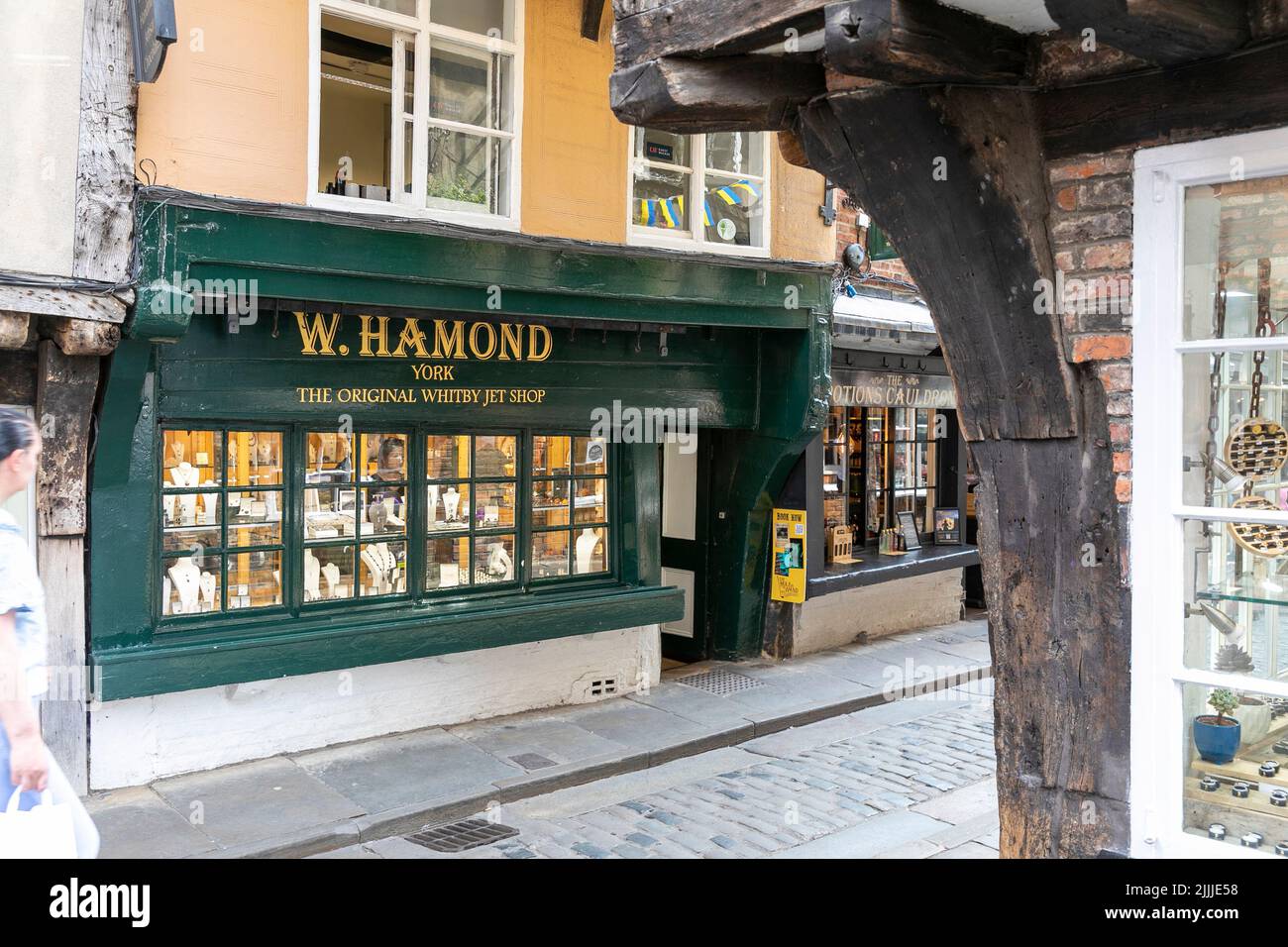 W Hamond original Whitby jet shop, here store in the Shambles historic area of the city of York,Yorkshire,England,summer 2022 Stock Photo