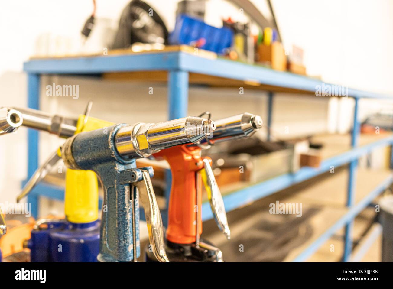 pneumatic Rivet Guns in a metal factory to fabricate Stock Photo Alamy