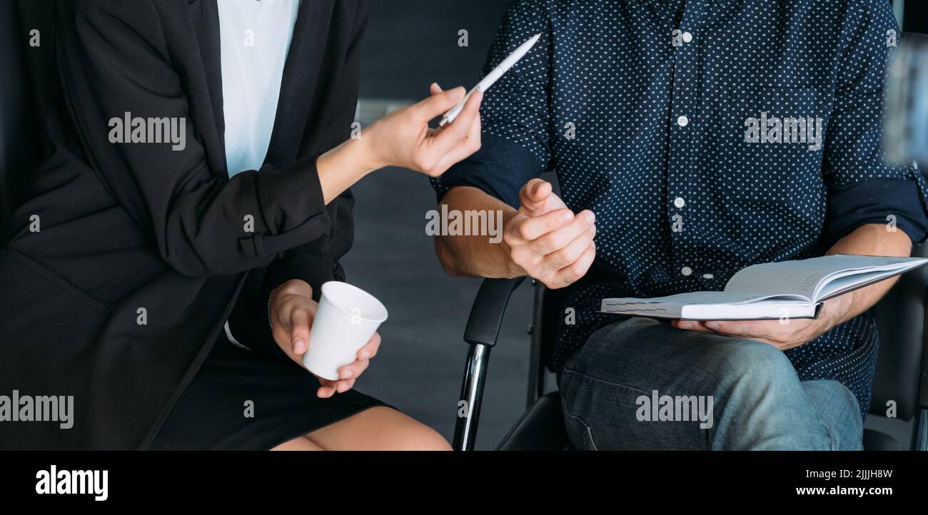 casual business meeting colleagues communication Stock Photo